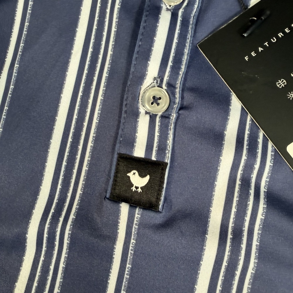 NWT Bad Birdie Ridge Golf Polo Shirt Mens Medium Winning Streak Cobalt Striped - Picture 5 of 5
